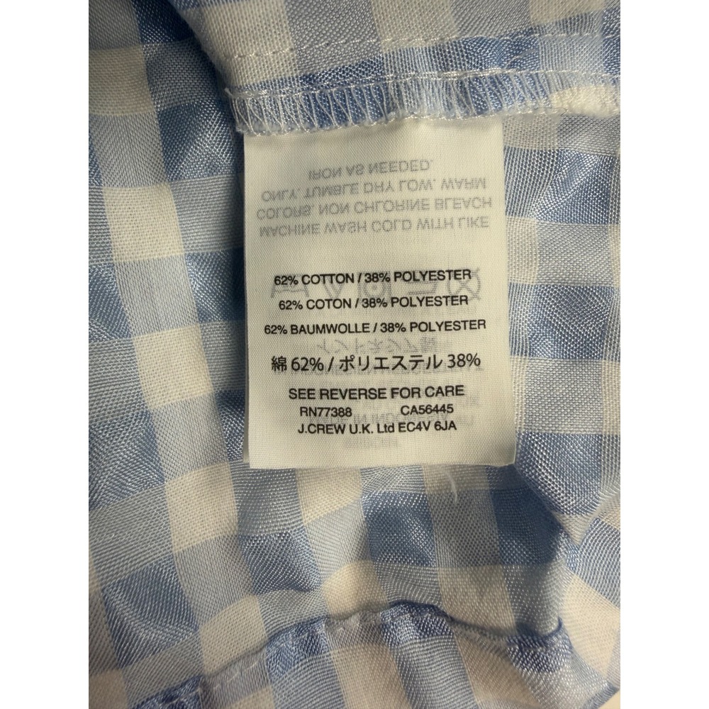 Madewell Blue Gingham Tie Front Button Back Blouse Womens M Short Sleeve Top - Picture 7 of 11